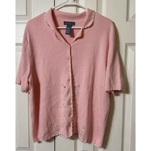 EUC VTG Koret Cardigan Sweater Womens‎ Cotton Blend Floral Cottagecore Macau -1X